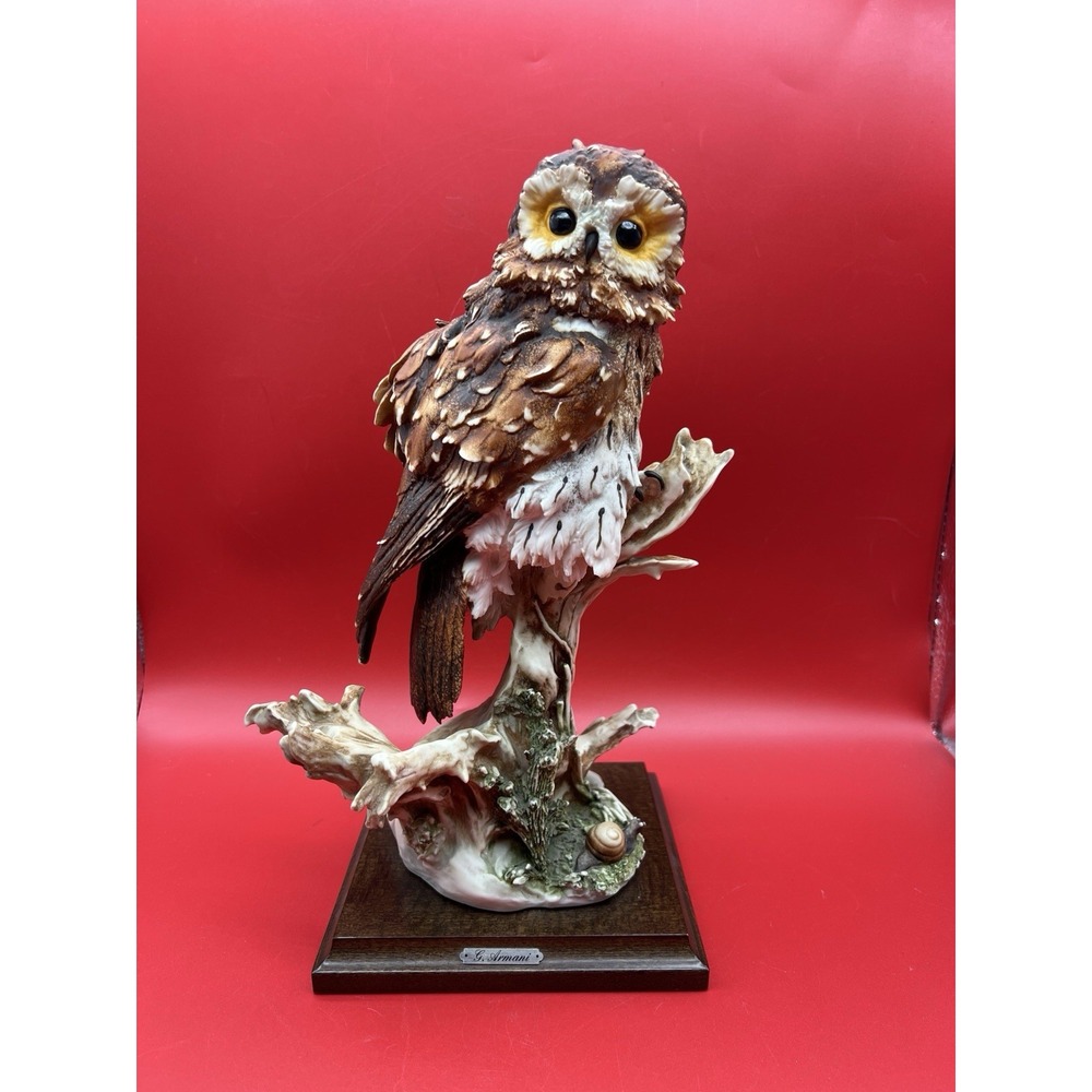 Vintage Giuseppe Armani Brown Owl Sculpture Florence Figurine Capodimonte 1985